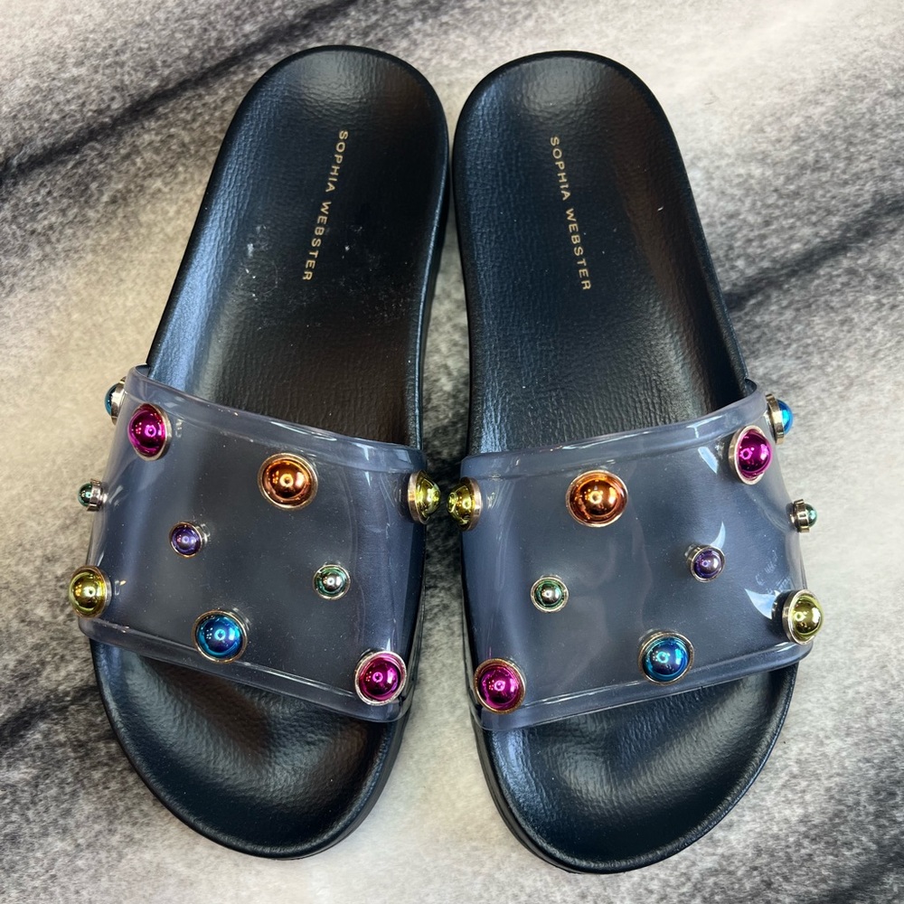 Sophia Webster Dina Black Multi Slide Sandals